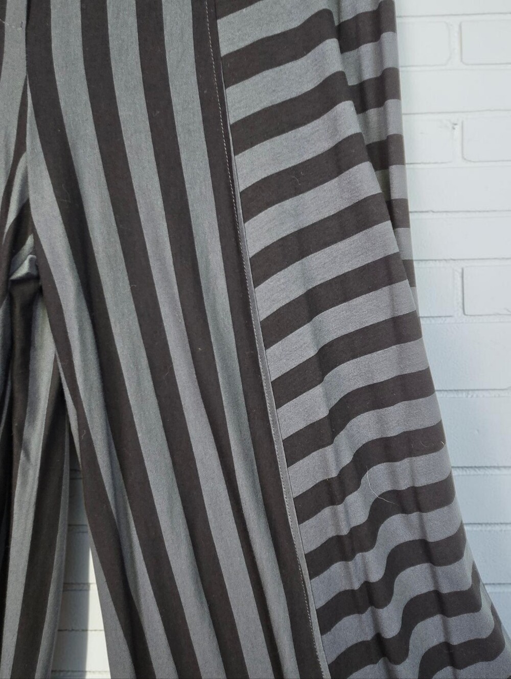 Alembika Knit Lantern Pant Black Grey Stripes Wide Leg Art To Wear Size 3 / Med - Picture 13 of 16